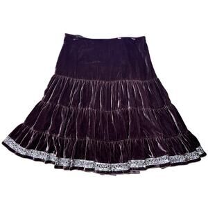 Gracie Size M Full Skirt Velvet Sequin Silk Blend Plum Party Holiday NYE Outfit